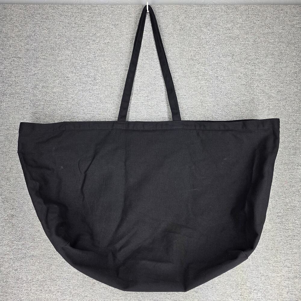 AWAY LARGE BLACK TRAVEL TOTE BAG CANVAS OVERSIZED CARRYALL WITH TOP ZIP CLOSURE - Picture 2 of 10